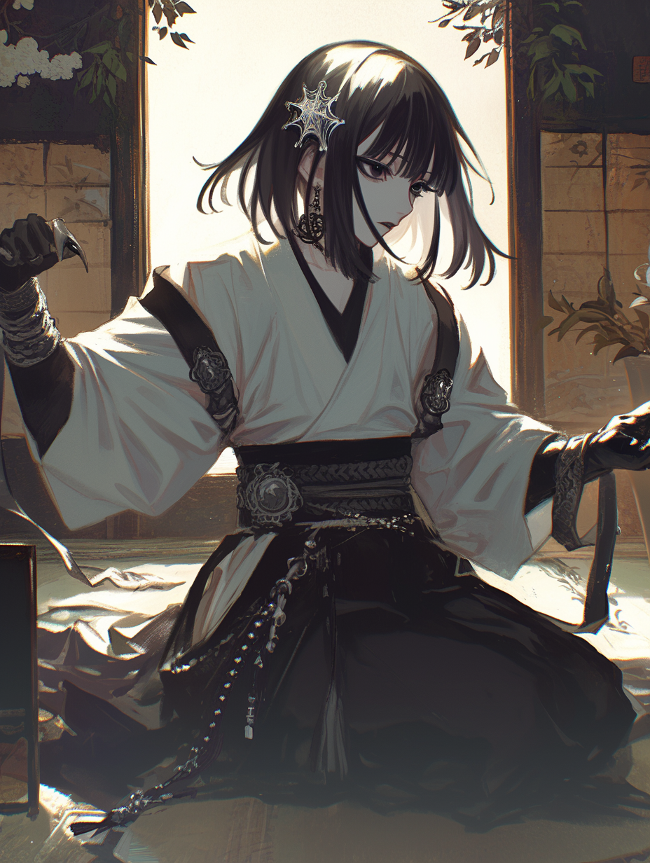 幽玄衆黒鴉 紅椿 - 蜘蛛の巣を纏う静の姿